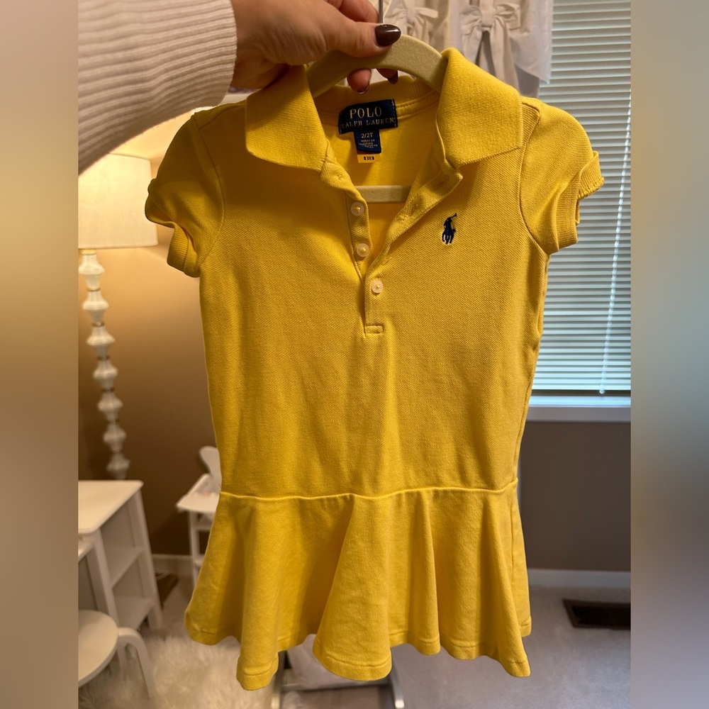 Ralph Lauren Mesh Polo Cotton Dress in Yellow Size 2 toddlers